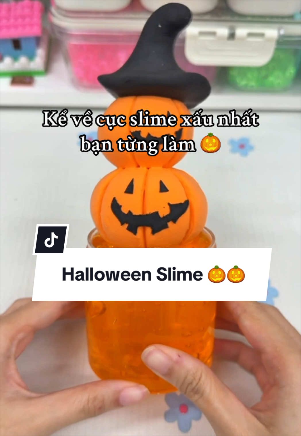 Có lần hai làm 1 cục slime 7 màu đẹp ơi là đẹp trộn dô nó thành màu í ẹ luôn buồn nguyên buổi 😭😭😭 #slime #lavisslime #halloween #bokitlamslime #lavis