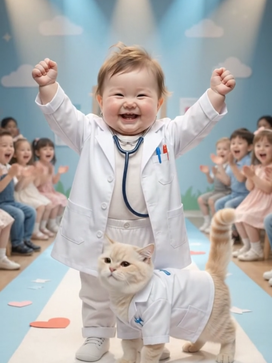 The tiniest doctor just checked the runway's heartbeat! 😂🩺  #cutebaby #babymodel #chubbybaby #funnybaby #viralbaby #babytok #USAbaby #doctorbaby #littledoctor #fyp